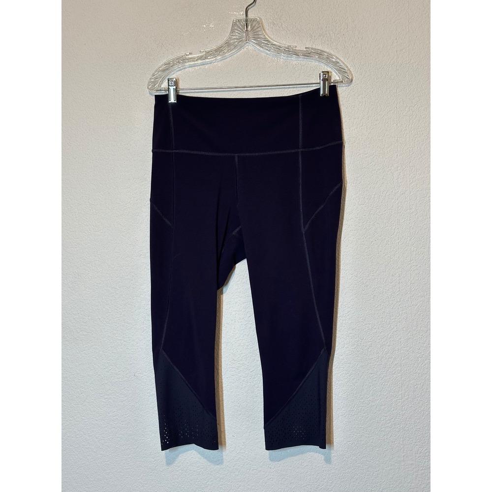 Lululemon High Times Crop Leggings Dark Purple Laser Cut Vent Size 10 W5LMTL